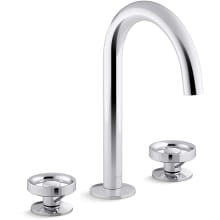 Components 1.2 GPM Widespread Tube Spout Bathroom Faucet with Industrial Handles, UltraGlide Technology and Pop-Up Drain Assembly