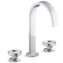 Components 1.2 GPM Widespread Ribbon Spout Bathroom Faucet with Industrial Handles, UltraGlide Technology and Pop-Up Drain Assembly