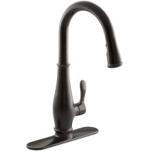 Cruette Single-Hole or Three-Hole Kitchen Sink Faucet with Pull-Down 16-3/4" Spout and Lever Handle, DockNetik Magnetic Docking System, and a 3-Function Sprayhead Featuring Sweep Spray