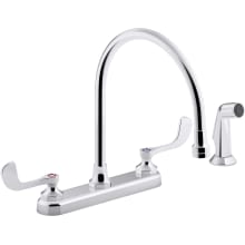 Triton Bowe 1.8 GPM Deck Mounted Kitchen Faucet with Wristblade Handles and Vandal Resistant Aerator - Includes Side Spray