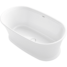 Memoirs 60" Free Standing Lithocast Gloss Cast Resin Soaking Tub with Center Drain, Drain Assembly and Overflow