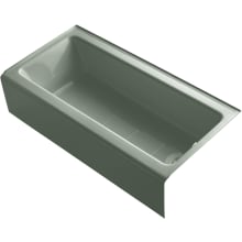 Bellwether Bath Tub 60" L x 30 1/4" W Cast Iron Soaking for Three Wall Alcove Installations with Integral Apron and Right Drain