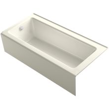Bellwether Bath Tub 66" L x 32" W Cast Iron Soaking for Three Wall Alcove Installations with Integral Apron and Left Drain