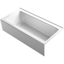 Bellwether Bath Tub 66" L x 32" W Cast Iron Soaking for Three Wall Alcove Installations with Integral Apron and Right Drain