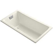 Tea-For-Two 60" Drop In/Three Wall Alcove/Undermount Cast Iron Soaking Tub with Reversible Drain and Overflow