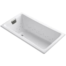 Tea-For-Two 60" Drop In Cast Iron Air Tub with Reversible Drain and Overflow