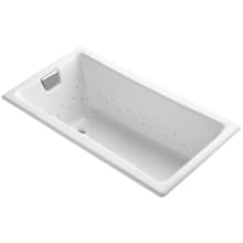 Tea-For-Two 60" Drop In Cast Iron Air Tub with Reversible Drain and Overflow