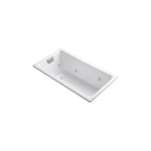 Tea-For-Two 60" Drop In or Undermount Enameled Cast Iron Whirlpool Tub with Reversible Drain, Overflow, and Custom Pump Location