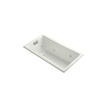 Tea-For-Two 60" Drop In or Undermount Enameled Cast Iron Whirlpool Tub with Reversible Drain, Overflow, and Custom Pump Location