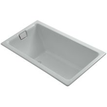 Tea-For-Two 66" Drop In/Undermount Cast Iron Soaking Tub with Reversible Drain and Overflow