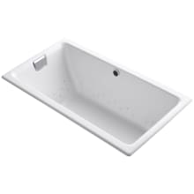 Tea-For-Two 66" Drop In Cast Iron Air Tub with Reversible Drain and Overflow