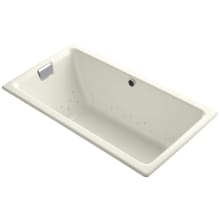 Tea-For-Two 66" Drop In Cast Iron Air Tub with Reversible Drain and Overflow