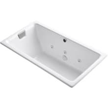 Tea-For-Two 66" Drop In, Undermount Acrylic Experience Tub with Reversible Drain, Overflow and Custom Pump Location