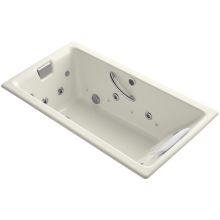 Tea-for-Two Collection 66" Undermount or Drop In Effervescence Bath Tub with Reversible Drain