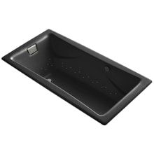 Tea-For-Two 72" Drop In Cast Iron Air Tub with Reversible Drain and Overflow