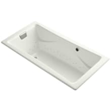 Tea-For-Two 72" Drop In Cast Iron Air Tub with Reversible Drain and Overflow