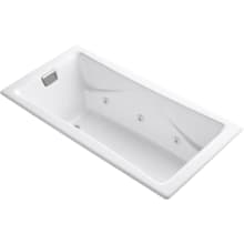 Tea-For-Two 72" Drop In, Undermount Cast Iron Experience Tub with Reversible Drain and Overflow