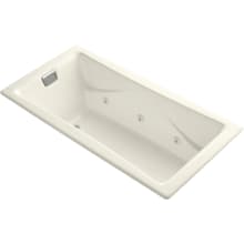 Tea-For-Two 72" Drop In, Undermount Cast Iron Experience Tub with Reversible Drain and Overflow