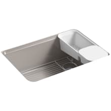 Riverby 27" Undermount Single Basin Enameled Cast Iron Workstation Kitchen Sink with Basin Rack, Colander, and Cutting Board