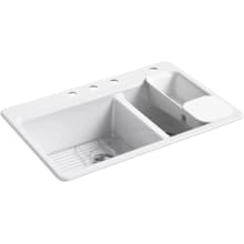 Riverby 33" Drop In Double Basin Cast Iron Kitchen Sink