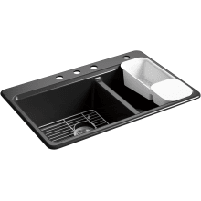 Riverby 33" Drop In Double Basin Cast Iron Kitchen Sink