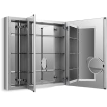Verdera 30" x 40" Triple Door Mirrored Medicine Cabinet with Plain Mirror and Three Adjustable Shelves and Slow Close Door