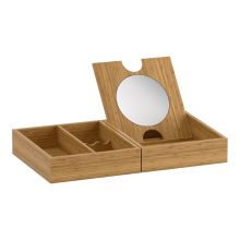 Tailored Vanities Bamboo Makeup Organizer Tray with Removable Mirror