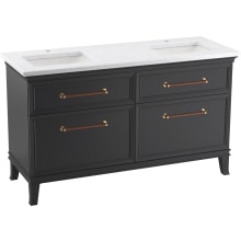 Artifacts 60" Free Standing Double Basin Vanity Set with Cabinet and Quartz Vanity Top - Includes Undermount Sinks and Cabinet Hardware