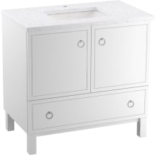 Jacquard 36" Free Standing Single Basin Vanity Set with Cabinet and Quartz Vanity Top - Includes Undermount Sink and Cabinet Hardware