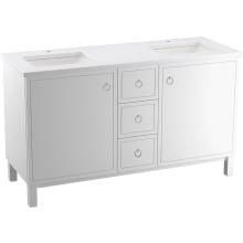 Jacquard 60" Free Standing Double Basin Vanity Set with Cabinet and Quartz Vanity Top - Includes Undermount Sinks and Cabinet Hardware