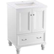 Damask 24" Free Standing Single Basin Vanity Set with Cabinet and Quartz Vanity Top - Includes Undermount Sink and Cabinet Hardware