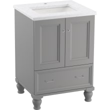 Damask 24" Free Standing Single Basin Vanity Set with Cabinet and Quartz Vanity Top - Includes Undermount Sink and Cabinet Hardware