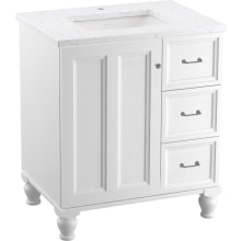 Damask 30" Free Standing Single Basin Vanity Set with Cabinet and Quartz Vanity Top - Includes Undermount Sink and Cabinet Hardware