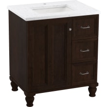 Damask 30" Free Standing Single Basin Vanity Set with Cabinet and Quartz Vanity Top - Includes Undermount Sink and Cabinet Hardware