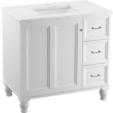 Damask 36" Free Standing Single Basin Vanity Set with Cabinet and Quartz Vanity Top - Includes Undermount Sink and Cabinet Hardware