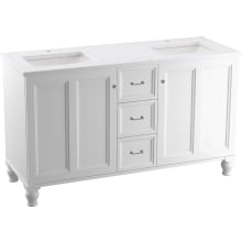Damask 60" Free Standing Double Basin Vanity Set with Cabinet and Quartz Vanity Top - Includes Undermount Sinks and Cabinet Hardware