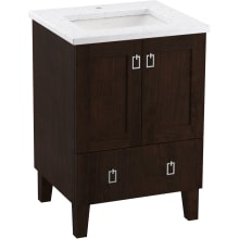 Poplin 24" Free Standing Single Basin Vanity Set with Cabinet and Quartz Vanity Top - Includes Undermount Sink and Cabinet Hardware