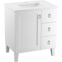 Poplin 30" Free Standing Single Basin Vanity Set with Cabinet and Quartz Vanity Top - Includes Undermount Sink and Cabinet Hardware