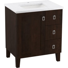 Poplin 30" Free Standing Single Basin Vanity Set with Cabinet and Quartz Vanity Top - Includes Undermount Sink and Cabinet Hardware