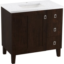 Poplin 36" Free Standing Single Basin Vanity Set with Cabinet and Quartz Vanity Top - Includes Undermount Sink and Cabinet Hardware