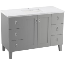 Poplin 48" Free Standing Single Basin Vanity Set with Cabinet and Quartz Vanity Top - Includes Undermount Sink and Cabinet Hardware