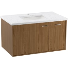 Jute 36" Wall Mounted Single Basin Vanity Set with Cabinet and Quartz Vanity Top - Includes Undermount Sink and Cabinet Hardware