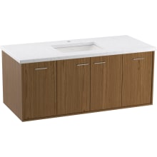 Jute 48" Wall Mounted Single Basin Vanity Set with Cabinet and Quartz Vanity Top - Includes Undermount Sink and Cabinet Hardware