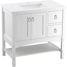 Marabou 36" Free Standing Single Basin Vanity Set with Cabinet and Quartz Vanity Top - Includes Undermount Sink and Cabinet Hardware