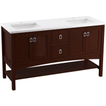 Marabou 60" Free Standing Double Basin Vanity Set with Cabinet and Quartz Vanity Top - Includes Undermount Sinks and Cabinet Hardware