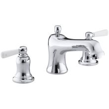 Double Handle Deck Mounted Roman Tub Filler Trim with White Ceramic Lever Handles from the Bancroft™ Collection