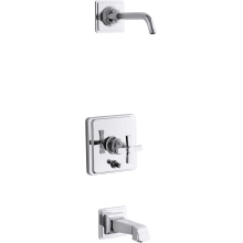 Pinstripe Tub and Shower Trim Package with Cross Handle - Less Shower Head and Rough In