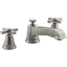 Double Handle Deck Mounted Roman Tub Filler Trim with Metal Cross Handles from the Pinstripe Pure Series
