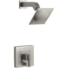 Single Handle Rite-Temp Pressure Balanced Shower Valve Trim with Single Function Shower Head, Diverter and Metal Lever Handle from the Loure Collection