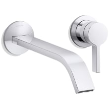 Components Single Handle Wall-Mount Bathroom Sink Faucet with Ribbon Spout and Standard Lever Handle
